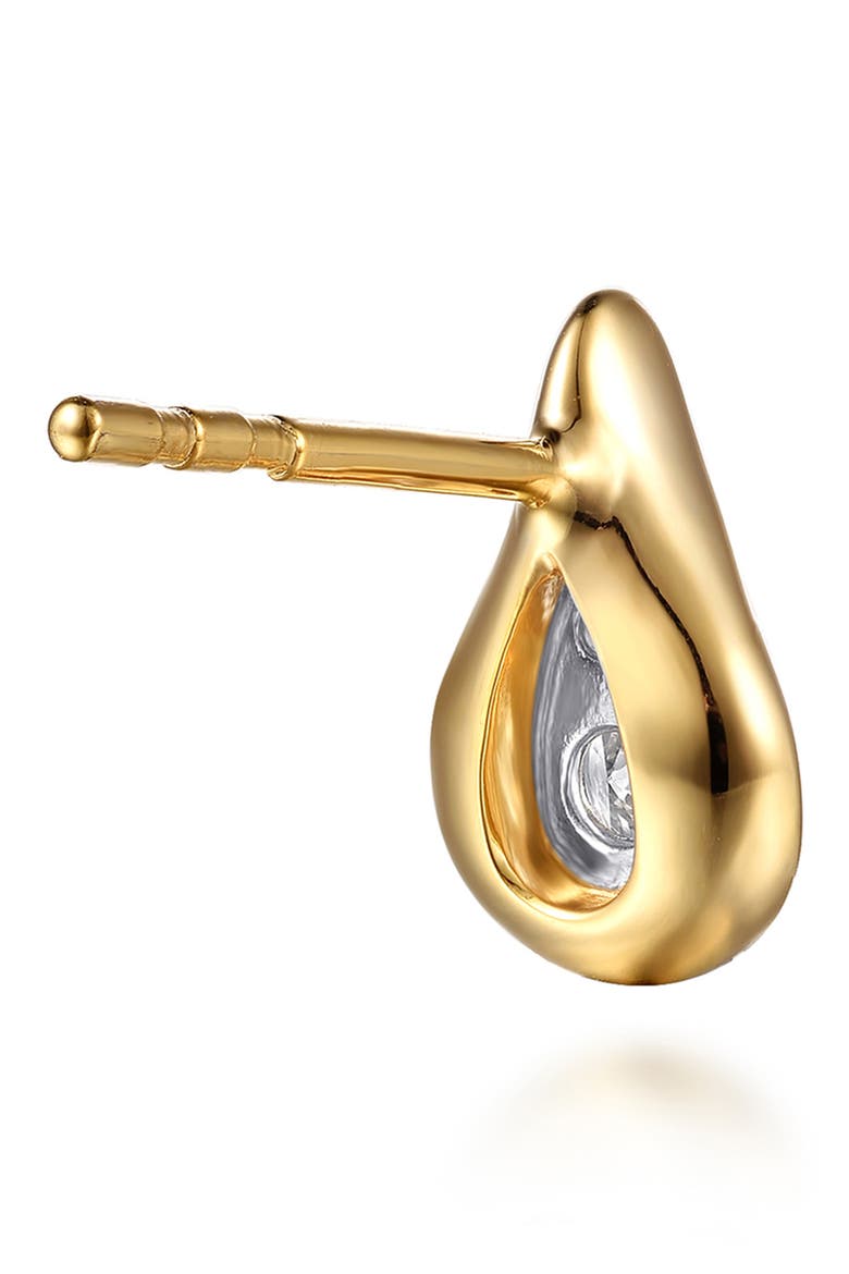 14k Gold Diamond Teardrop Stud Earrings, Alternate, color, 14K YELLOW/ WHITE GOLD