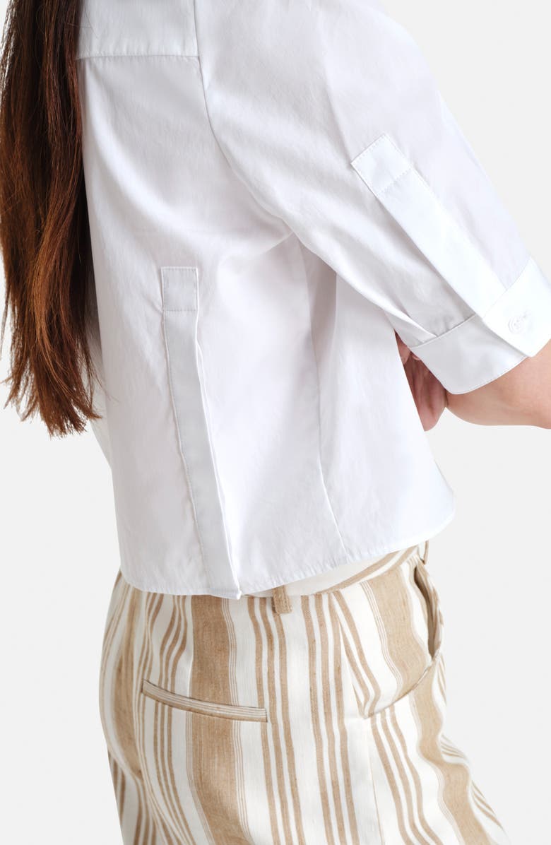 TWP Short Lived Elbow Sleeve Cotton Button-Up Shirt, Alternate, color, White