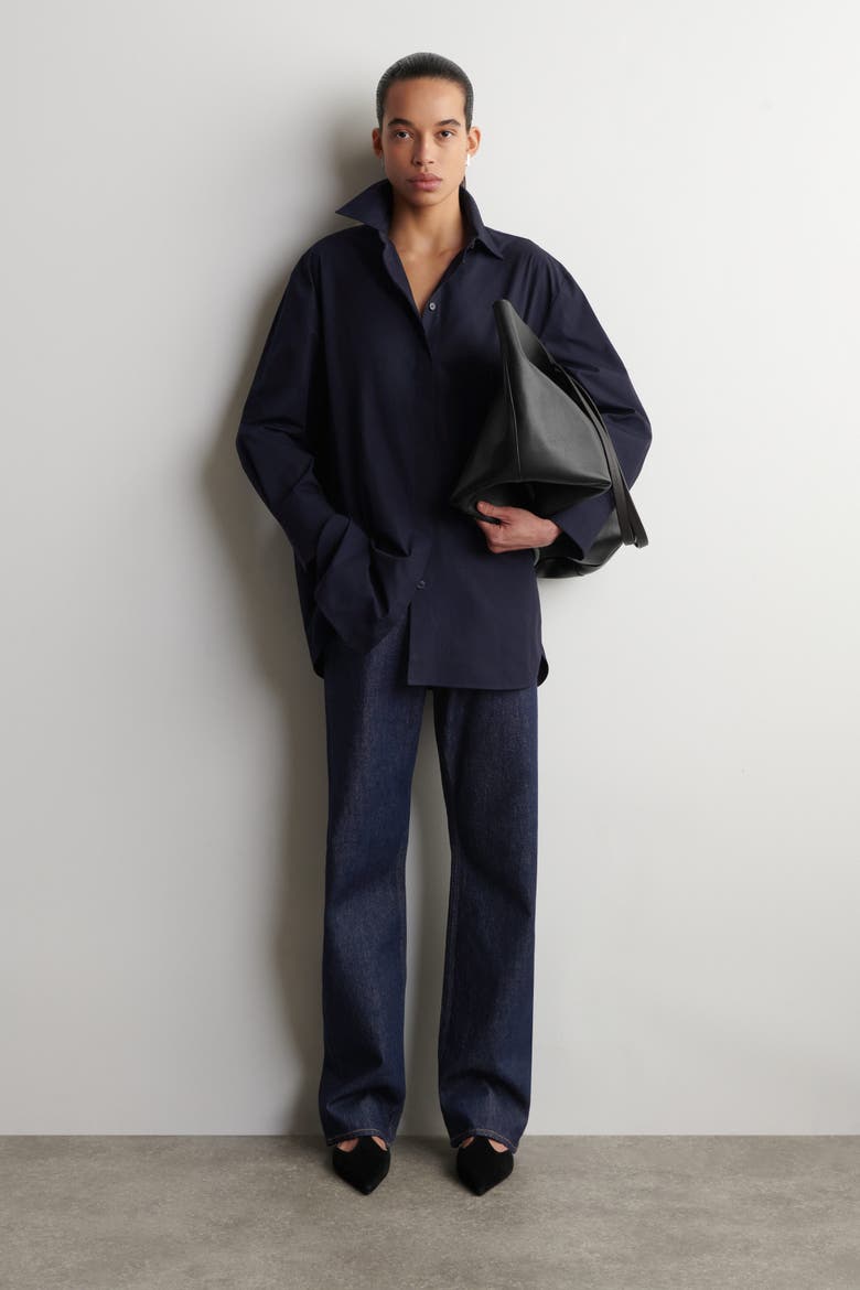 Chord Straight-Leg Jeans, Main, color, DARK INDIGO