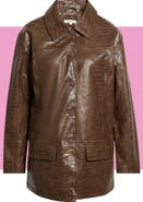 MAX STUDIO Oversize Croc-Embossed Faux Leather Jacket