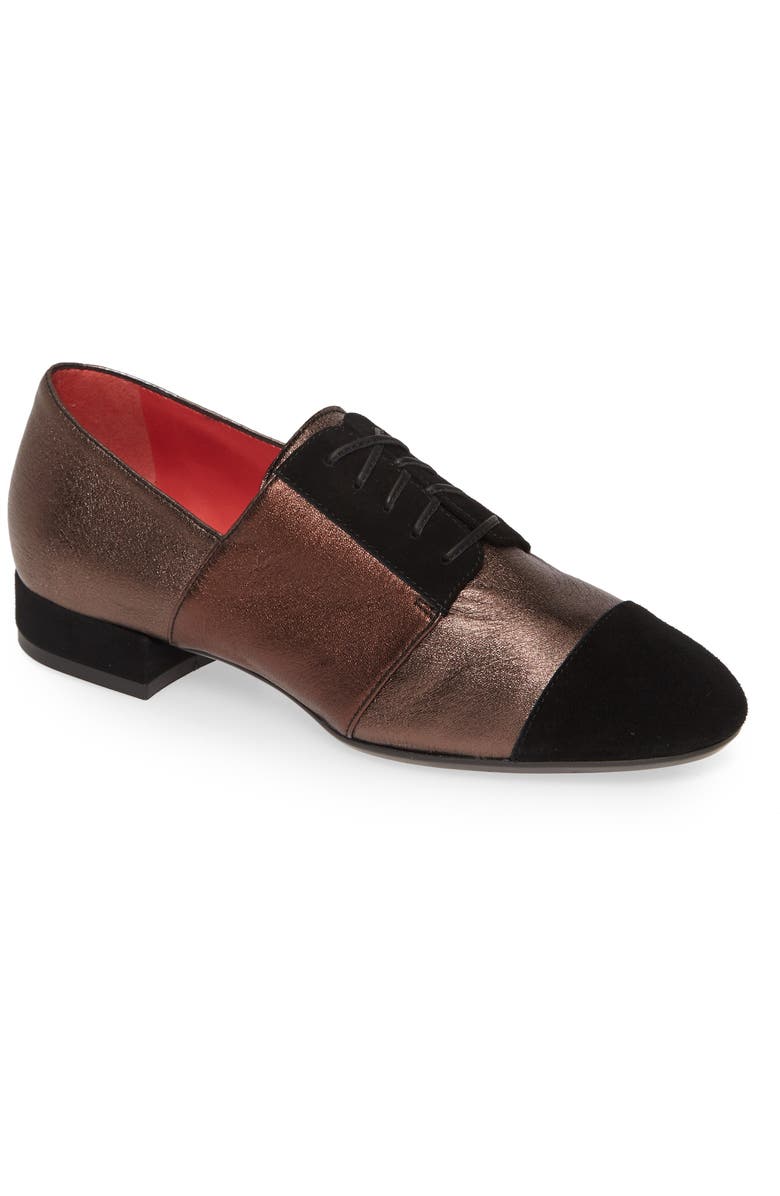 Pas de Rouge Daria Metallic Cap Toe Derby, Main, color,
