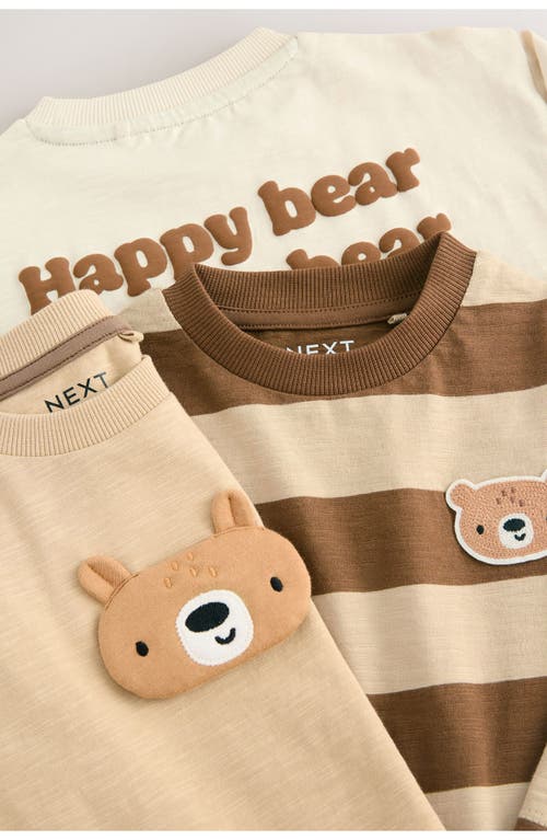 Next Kids' 3-pack Assorted Long Sleeve T-shirts In Brown