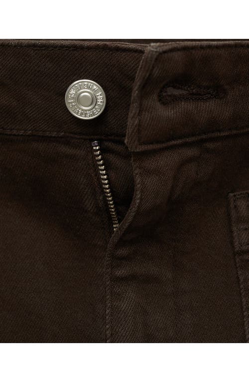 Mango Patch Pocket Raw Hem Crop Flare Jeans In Chocolate