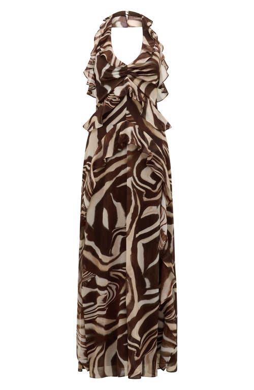 Ever New Etta Ruffle Halter Dress In Brown