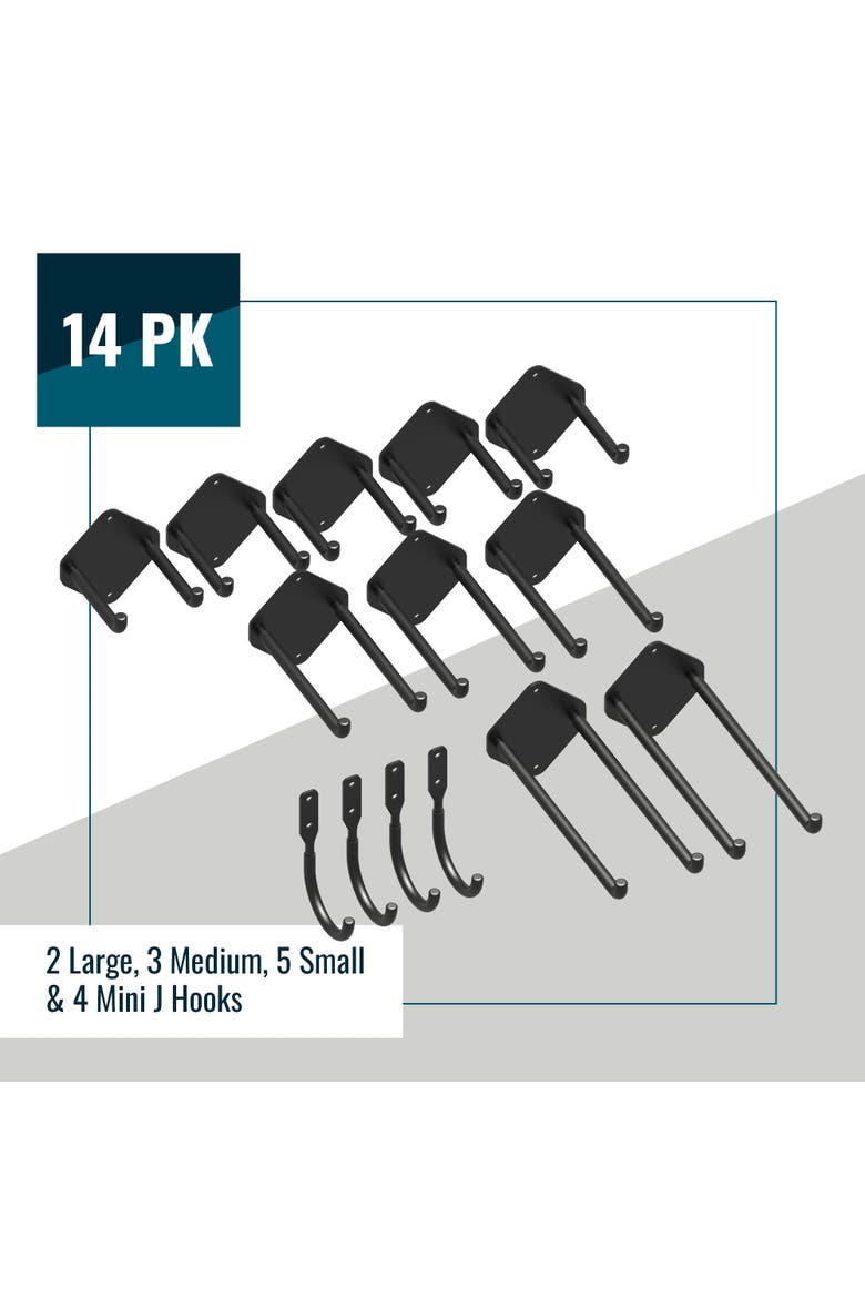 Simple Hooks 14-Pack Assortment Kit - Heavy-Duty, Alternate, color, Black