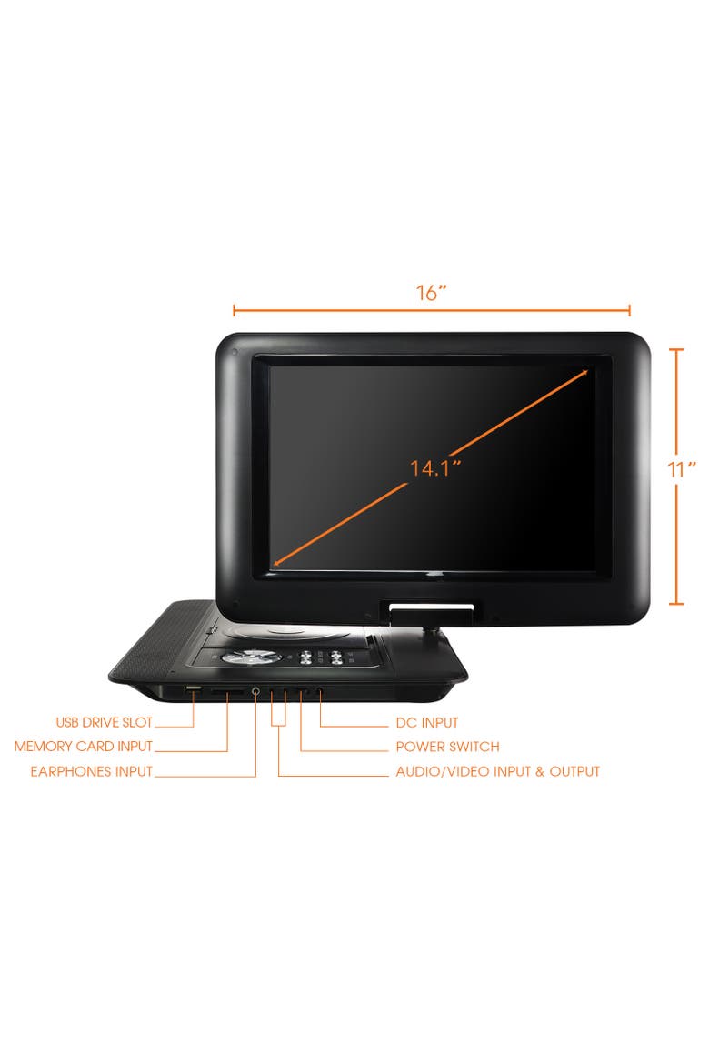 13.3 Inch Portable TV+DVD Player Color TFT LED Screen, Alternate, color, Black