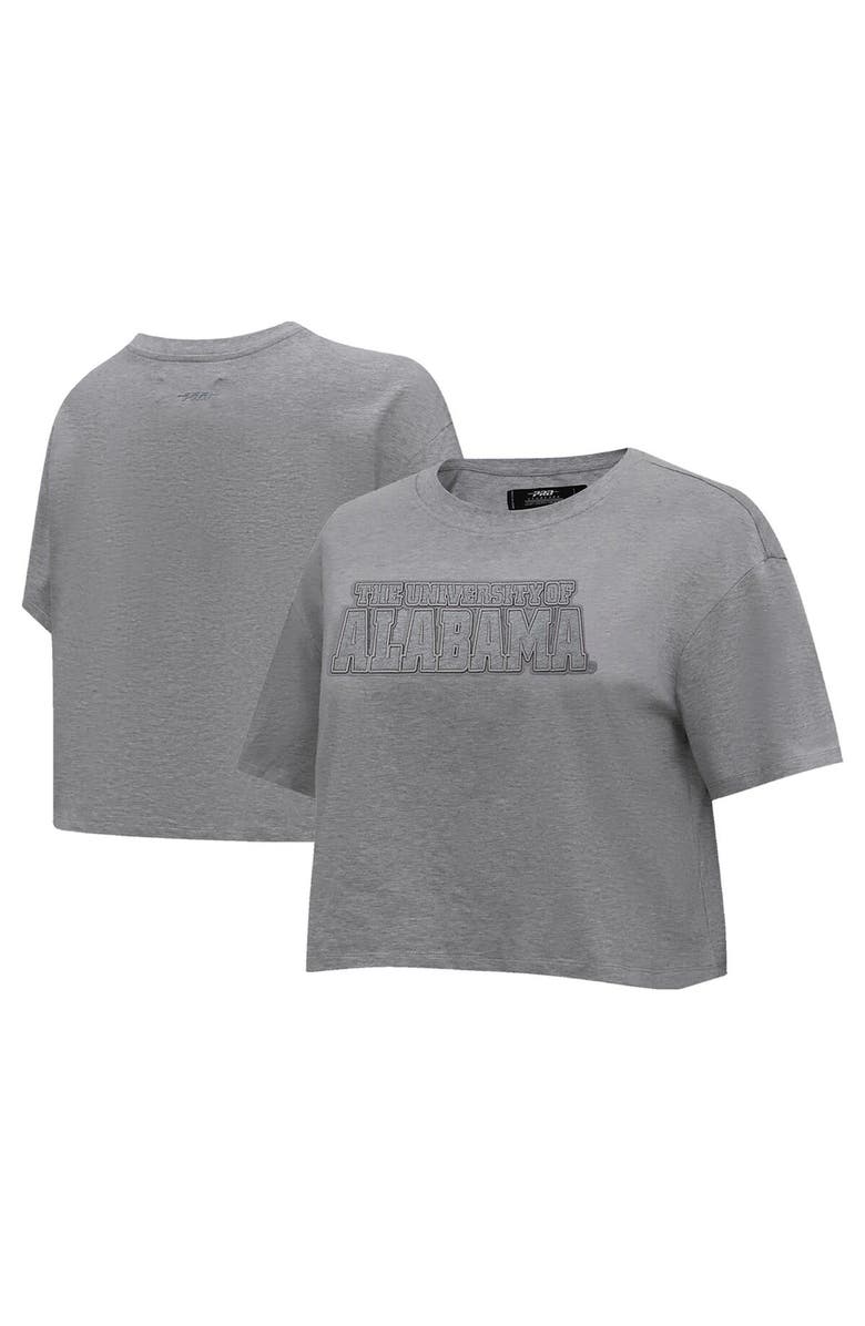 PRO STANDARD Women's Pro Standard Heather Charcoal Alabama Crimson Tide Tonal Neutral Boxy Cropped T-Shirt, Main, color, Heather Charcoal