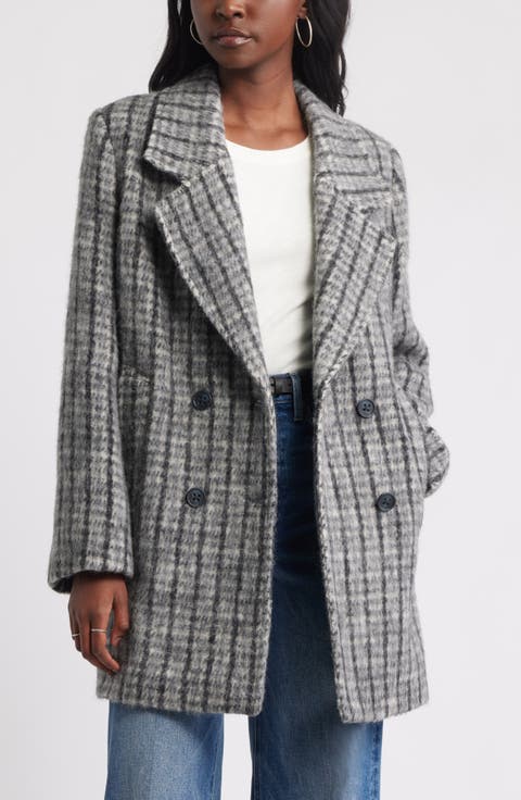 Chunky Herringbone Double Breasted Coat