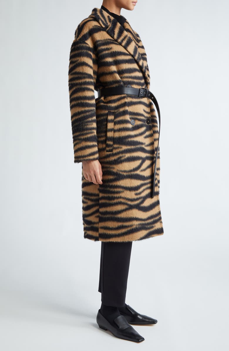 Max Mara Studio Vidim Tiger Jacquard Wool & Alpaca Jacquard Coat, Alternate, color,