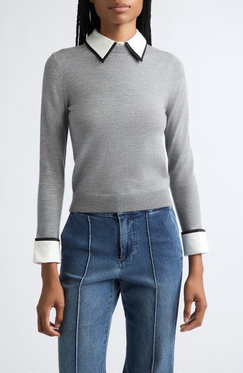 Porla Double Collar Wool Blend Sweater