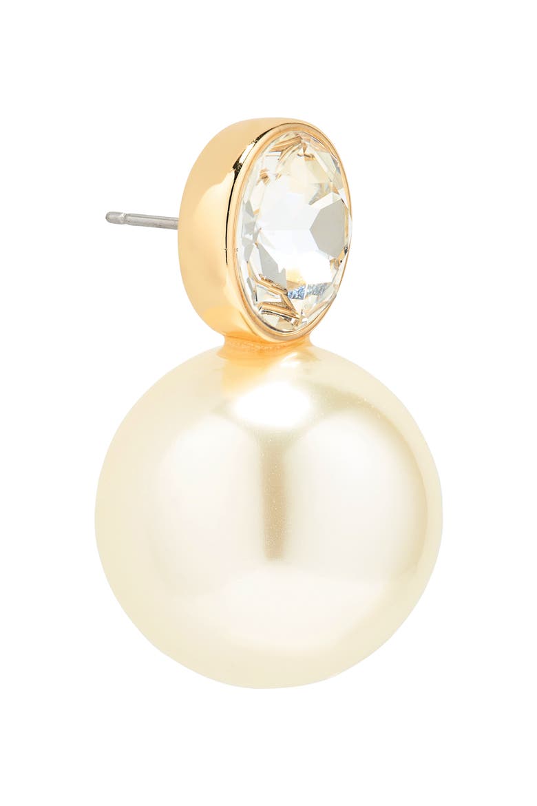 Crystal & Faux Pearl Earrings, Alternate, color, PEARL/GOLD