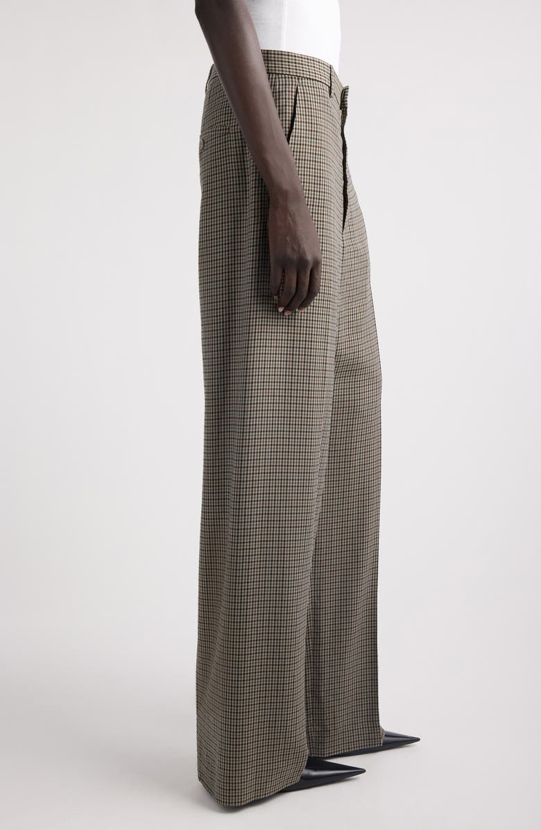 Balenciaga Check Wide Leg Pants, Alternate, color, 2866 Khaki/ Brown