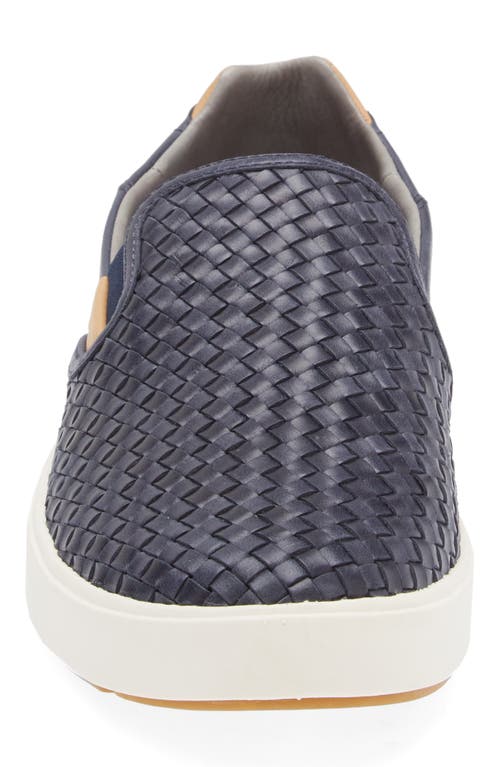 Olukai Lae'ahi Lauhala Woven Leather Shoe In Blue