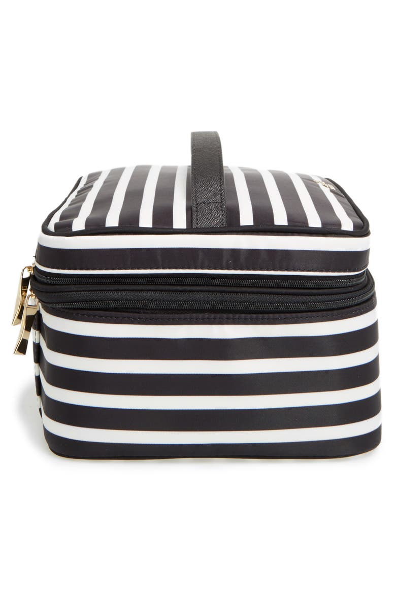 micah nylon cosmetics case, Alternate, color, BLACK/ CLOTTED CREAM