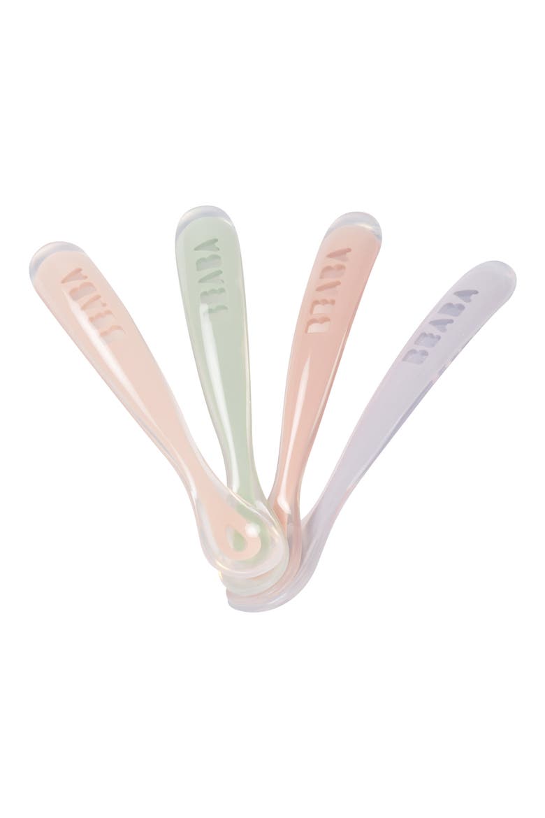 Set of 4 Self-Feeding Silicone Spoons, Main, color, COTTON CANDY
