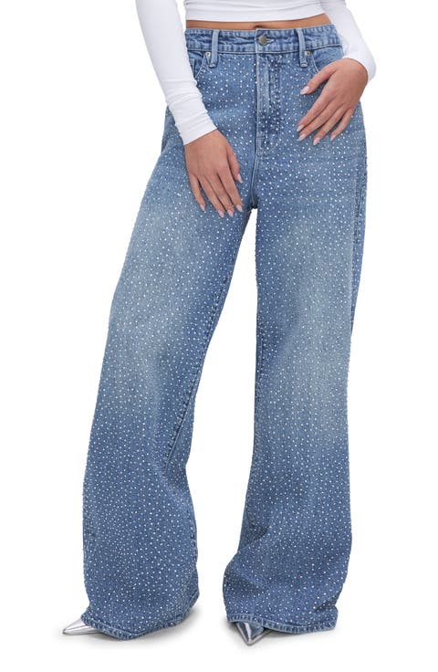 Good Ease Crystal Embellished Wide Leg Jeans (Regular & Plus)