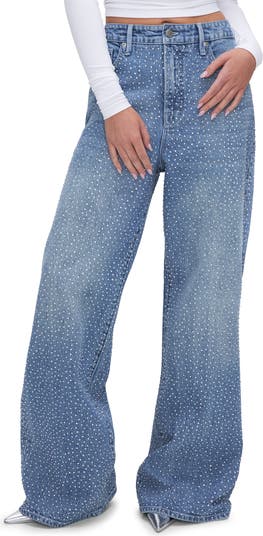 Good Ease Crystal Embellished Wide Leg Jeans