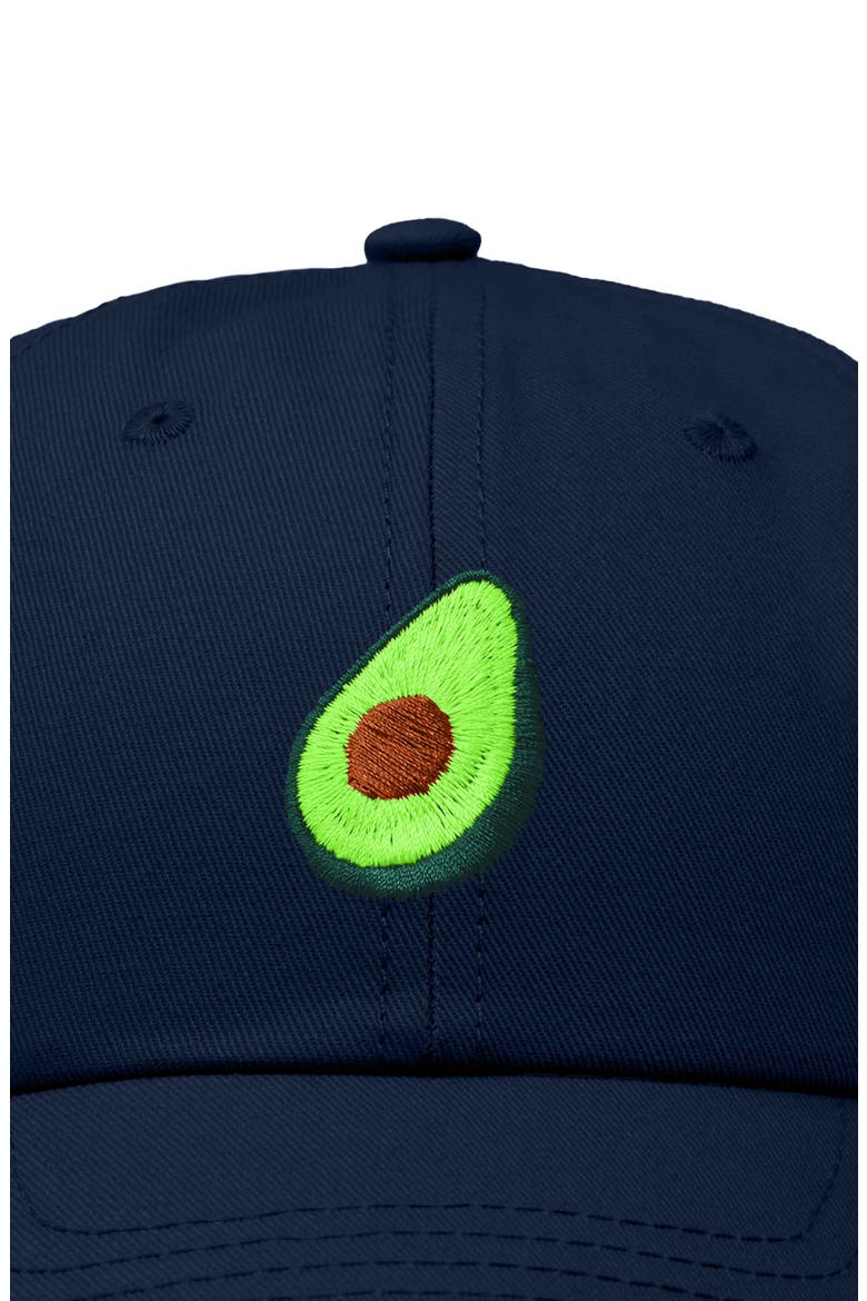 Avocado Embroidered Food Hat, Alternate, color, Navy Blue