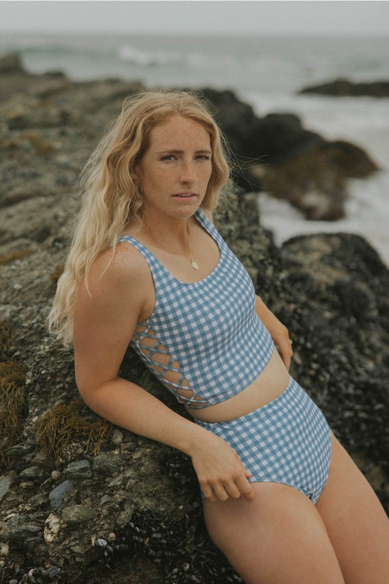 Georgia Tankini Top, Alternate, color, Blue Gingham