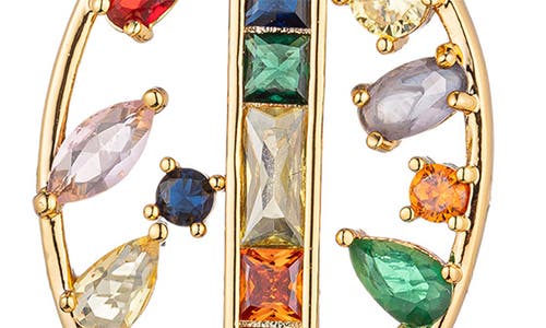 Eye Candy Los Angeles Multicolor Cubic Zirconia Leaf Drop Earrings In Gold