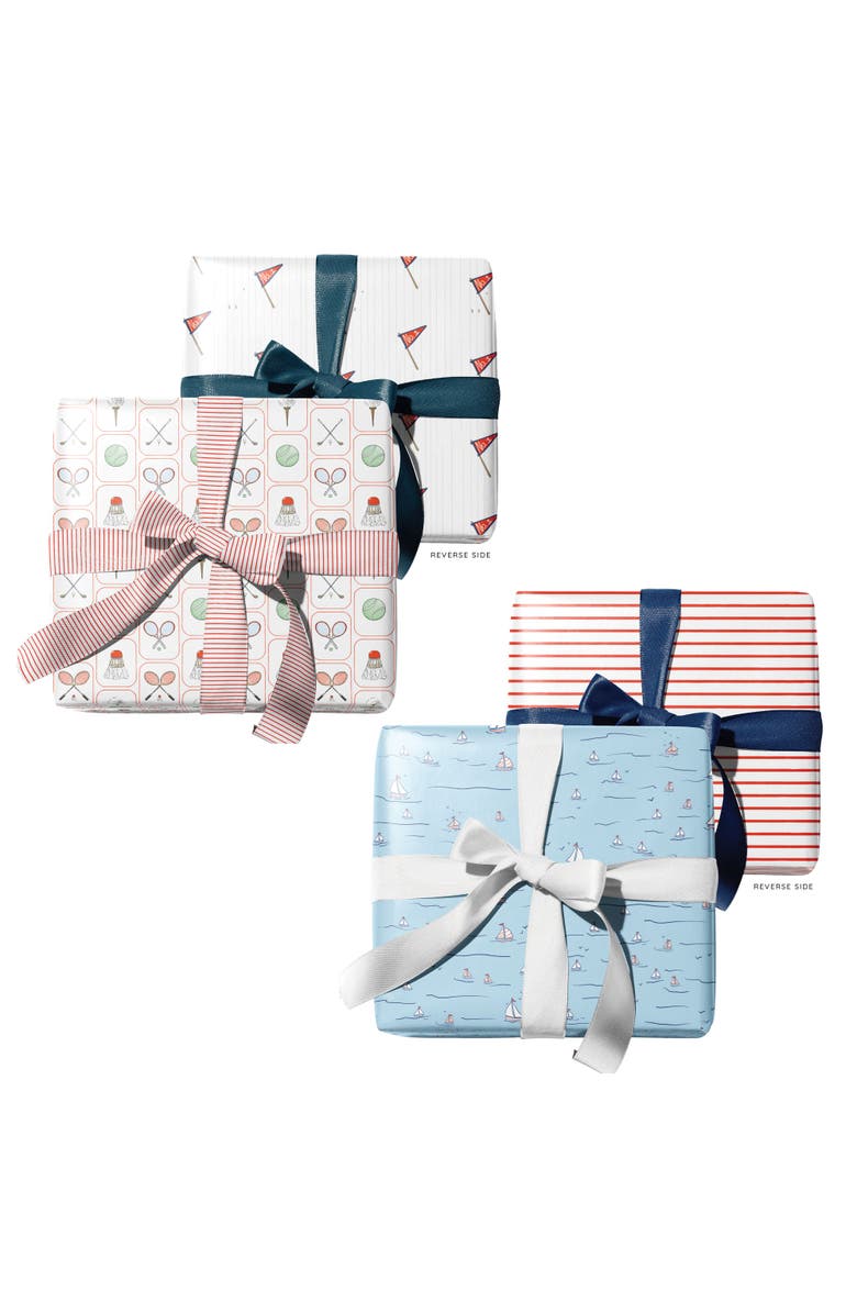 Ramus & Co Eight Sheets Two-Sided "Club Life" & "Sails Up" Heavyweight Gift Wrap, Alternate, color, Multicolored