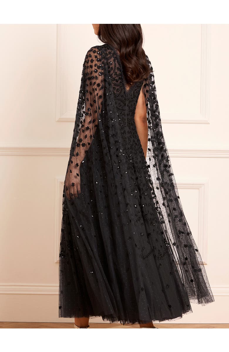 Needle & Thread Clover Cape Sleeve Ankle Gown, Alternate, color, Graphite