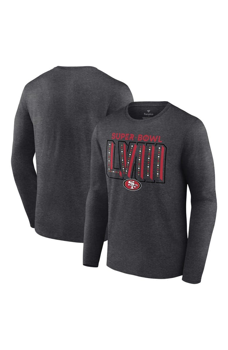 FANATICS Men's Fanatics Branded Heather Charcoal San Francisco 49ers Super Bowl LVIII Local Team Long Sleeve T-Shirt, Main, color, 