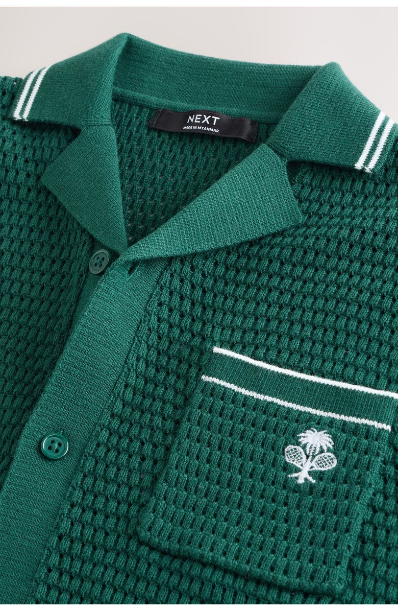 NEXT Kids' Open Stitch Cotton Graphic Polo Sweater, Alternate, color, Green