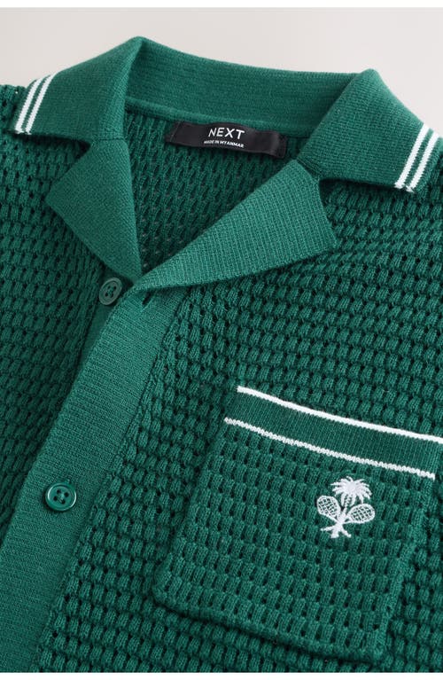 Next Kids' Open Stitch Cotton Graphic Polo Sweater In Green