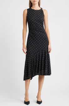 Rails Daija Polka Dot Sleeveless Asymmetric Midi Dress