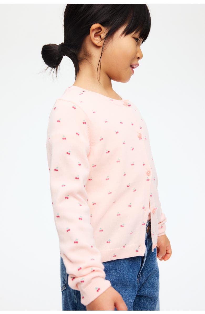 H&M Fine-knit Printed Cardigan, Alternate, color, Light Pink/Cherries