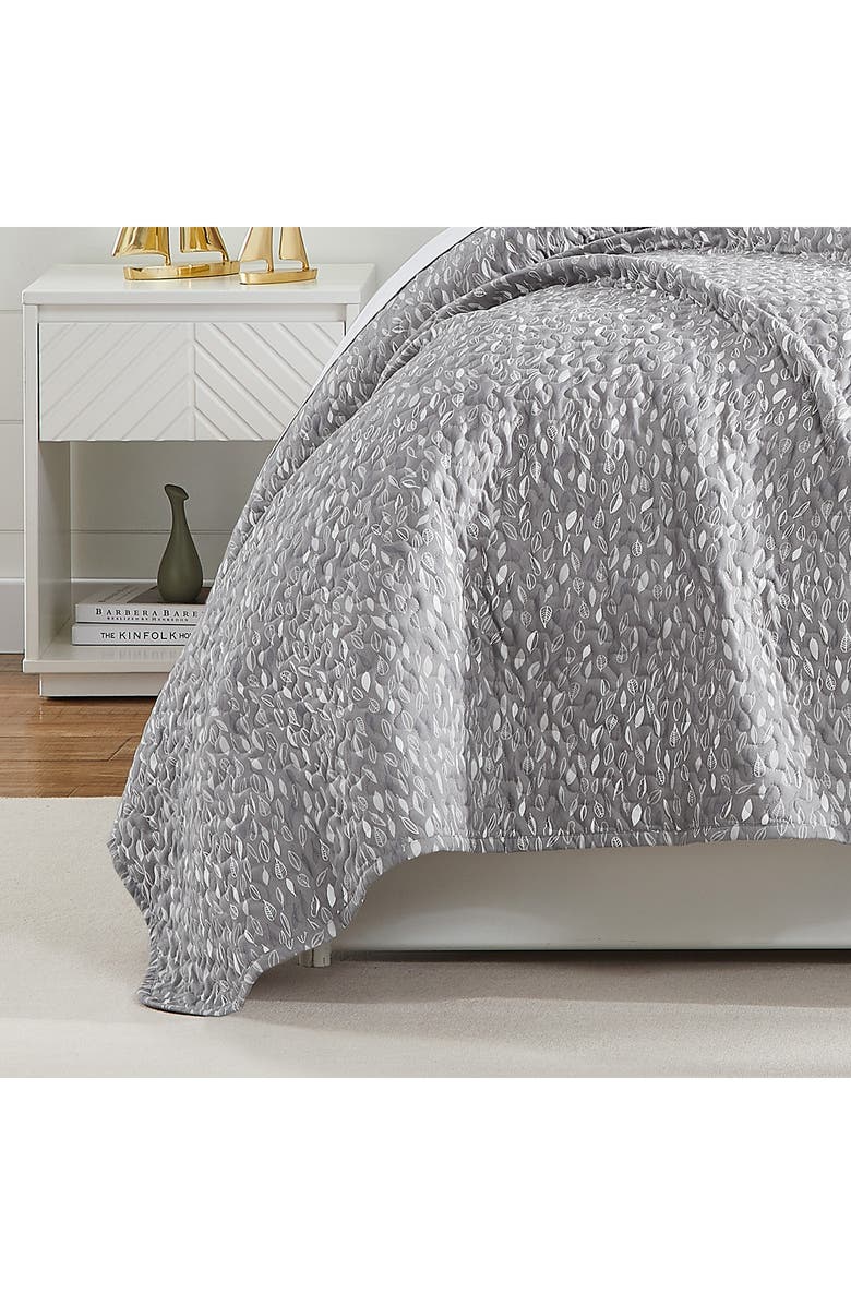 SOUTHSHORE FINE LINENS Botanical Leaves Quilt 6-Piece Set, Alternate, color, Grey