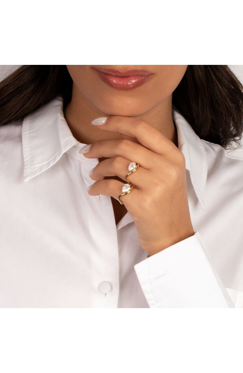 BY ADINA EDEN Lab Grown Diamond Pear Curved Pinky Ring 14K, Alternate, color, 14K Gold