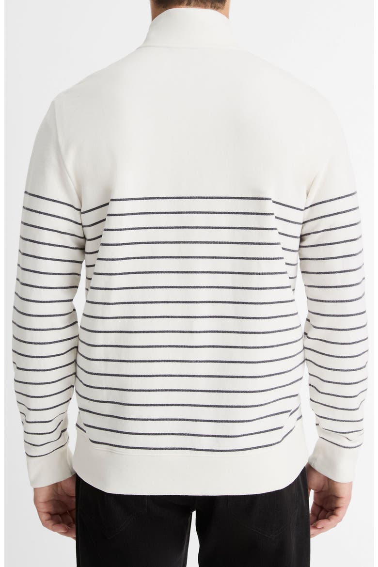 Stripe Sueded Quarter-Zip Top, Alternate, color, OFF WHITE/ STORMY NIGHT
