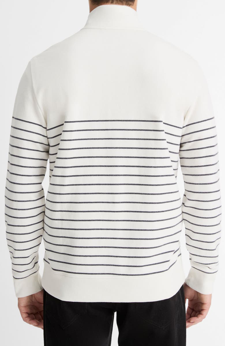 Vince Stripe Sueded Quarter-Zip Top, Alternate, color, Off White/ Stormy Night