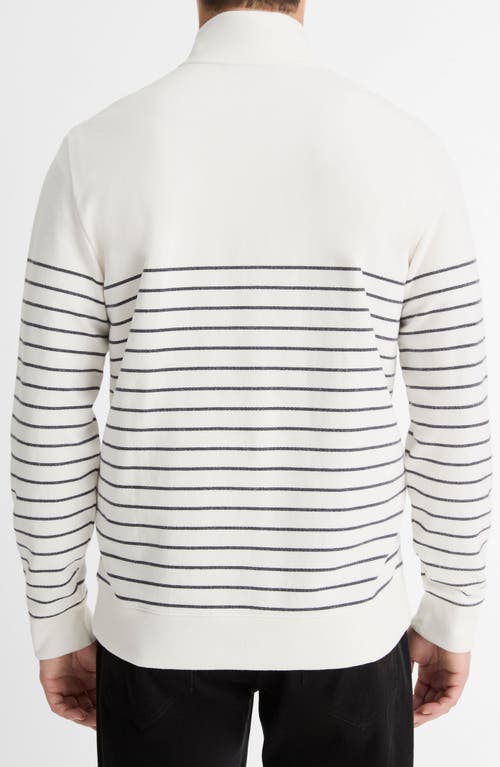 Vince Stripe Sueded Quarter-zip Top In Neutral