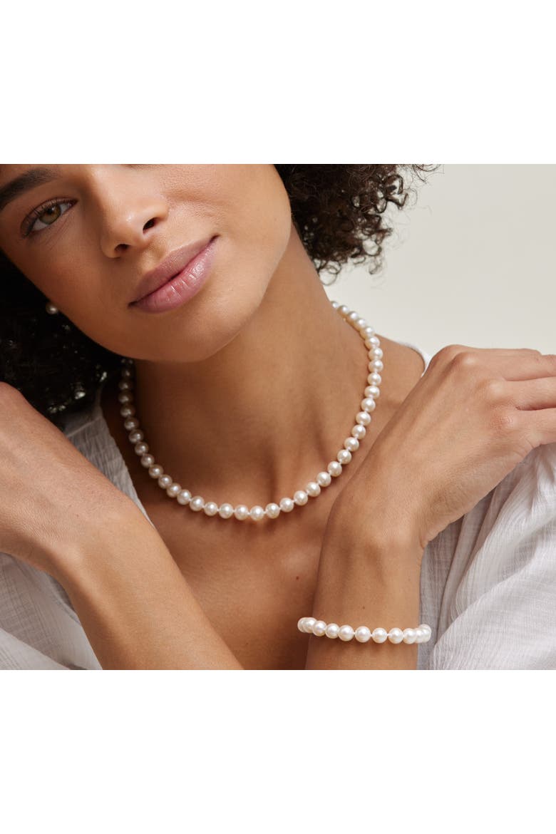 7.0-7.5mm White Freshwater Pearl Necklace, Bracelet & Earrings, Alternate, color, White Pearls