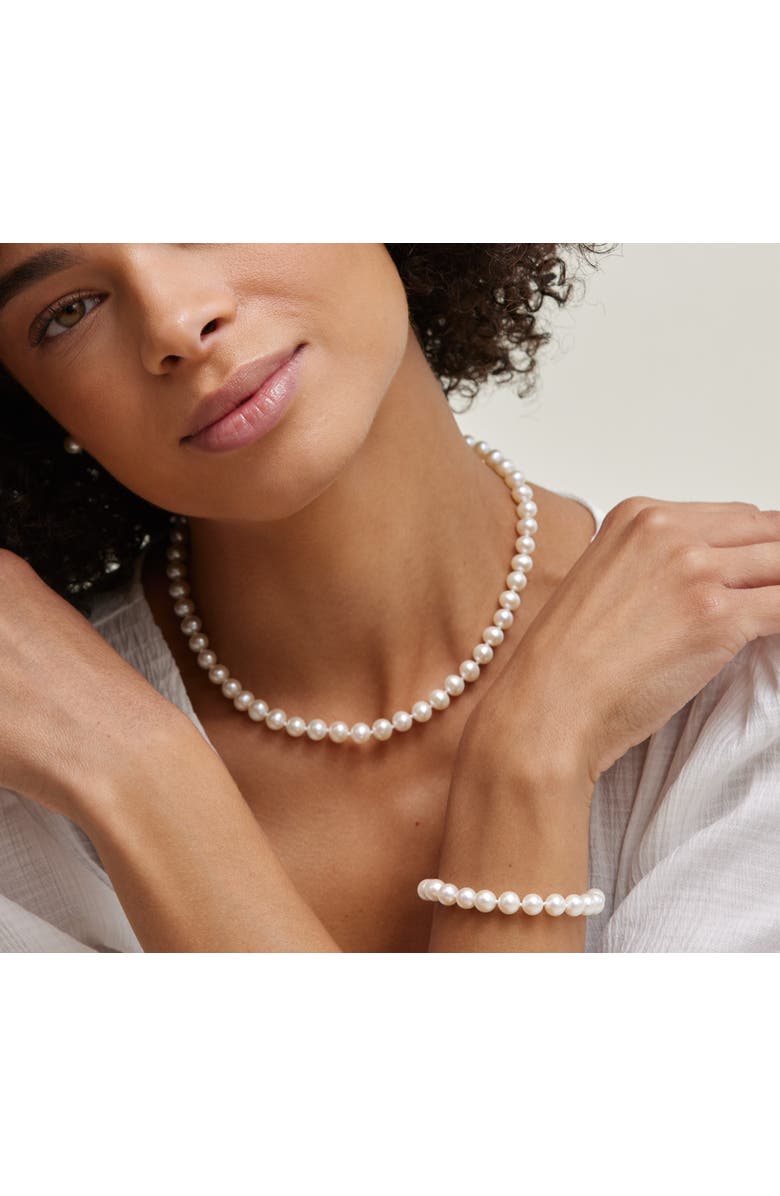 The Pearl Source Freshwater Pearl Necklace, Bracelet & Earrings, Alternate, color, White Gold