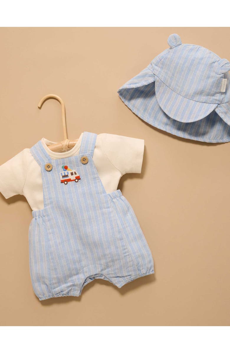 Purebaby Short Leg Overall Set, Alternate, color, Laguna Stripe