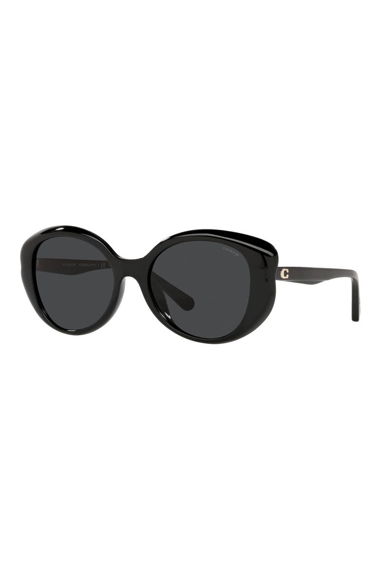 54mm Round Sunglasses, Alternate, color, BLACK
