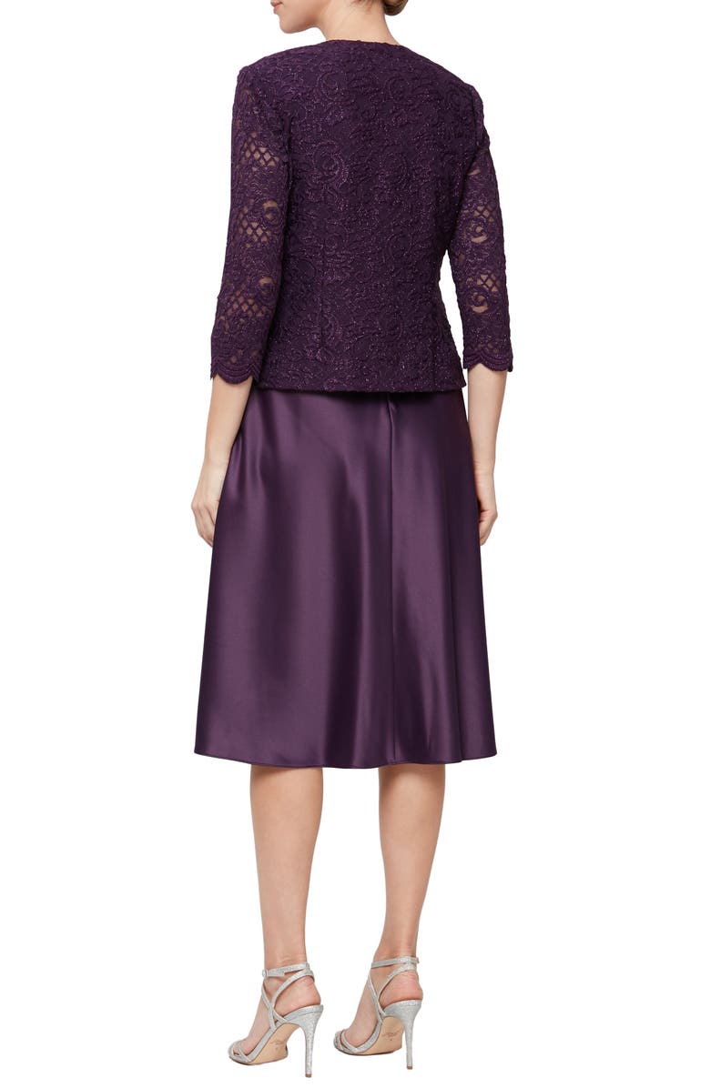 Alex Evenings Sequin Lace Midi Dress with Jacket, Alternate, color,