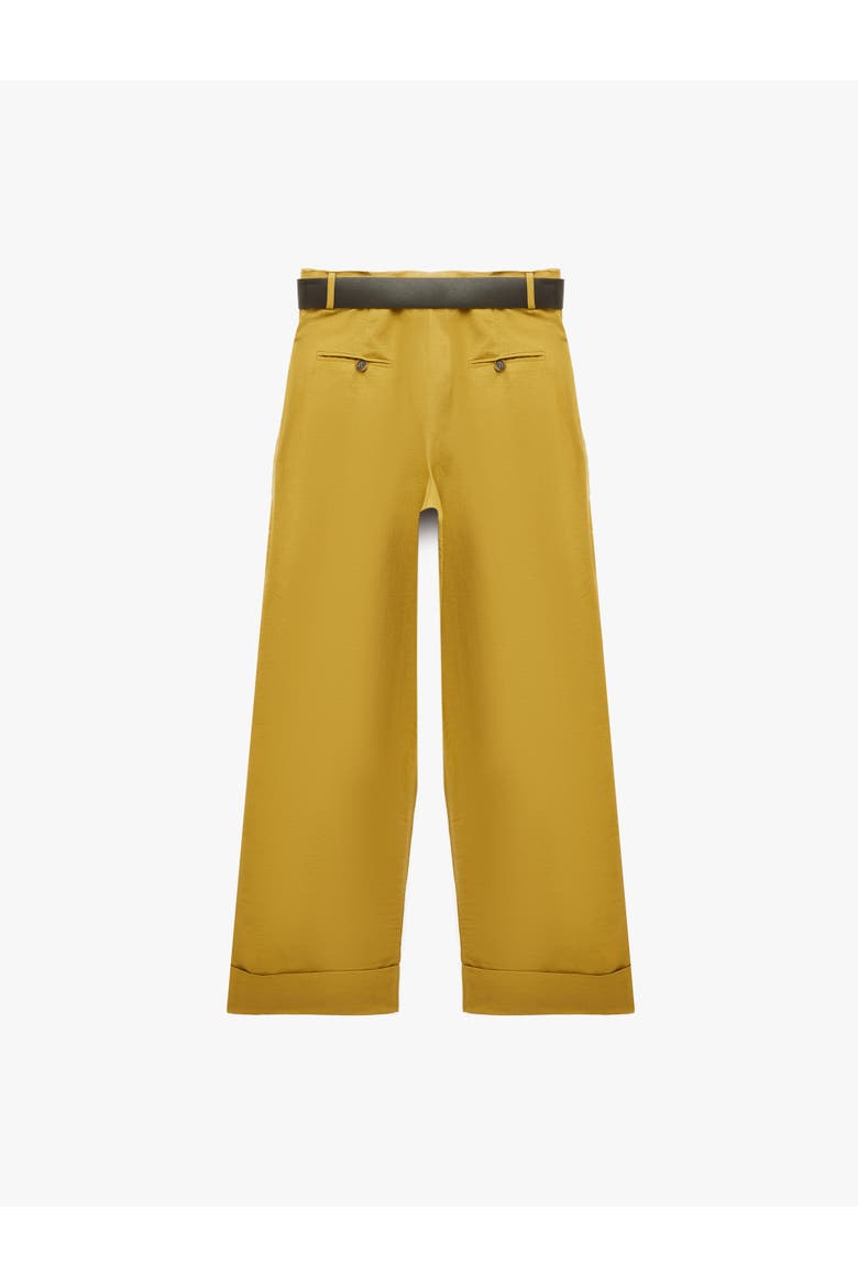 High Rise Belted Straight Fit Linen Blend Tailored Pants, Alternate, color, KHAKI