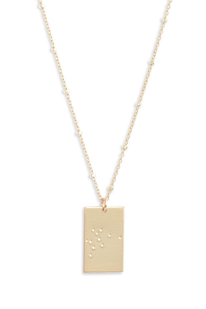 Zodiac Constellation Pendant Necklace, Main, color, GOLD - AQUARIUS