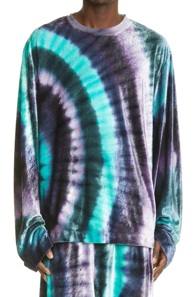 Acne Studios Edden Tie Dye Oversize Velour Sweatshirt, Main, color, 