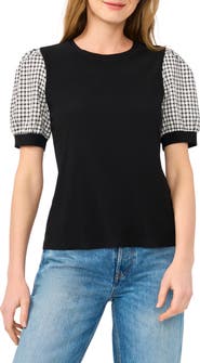 CeCe Gingham Short Sleeve Top