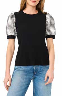 CeCe Gingham Short Sleeve Top