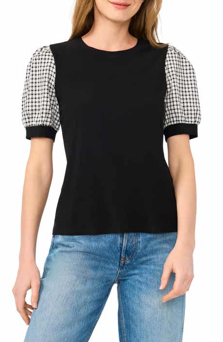 CeCe Gingham Short Sleeve Top