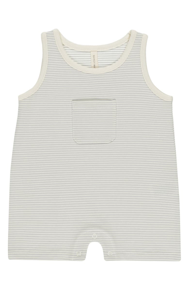 QUINCY MAE Stripe Stretch Cotton Tank Romper, Main, color, Sky