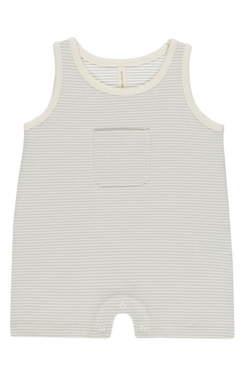 Quincy Mae Stripe Organic Cotton Tank Romper In Sky