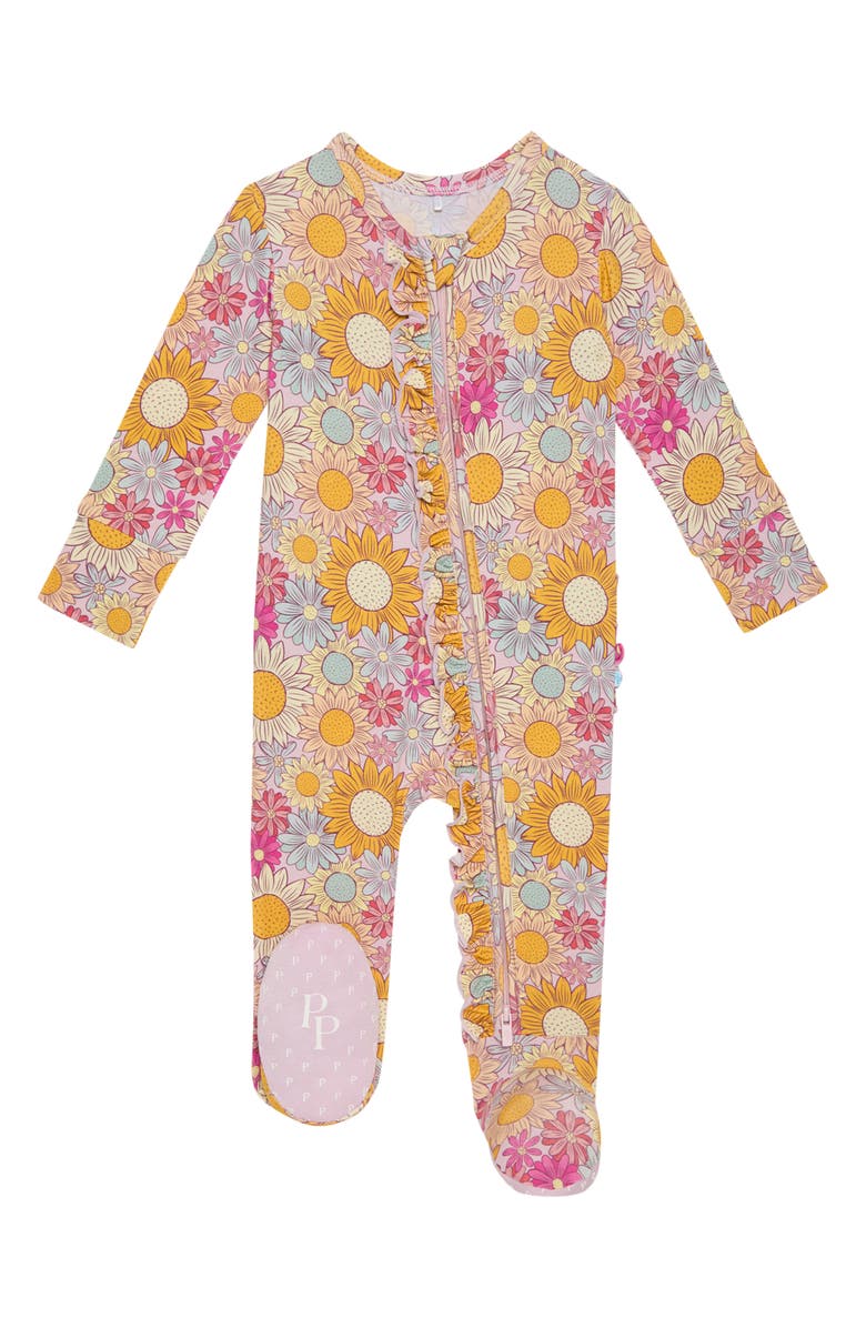 Posh Peanut Rosalinda Ruffle Fitted Footie Pajamas, Main, color, 